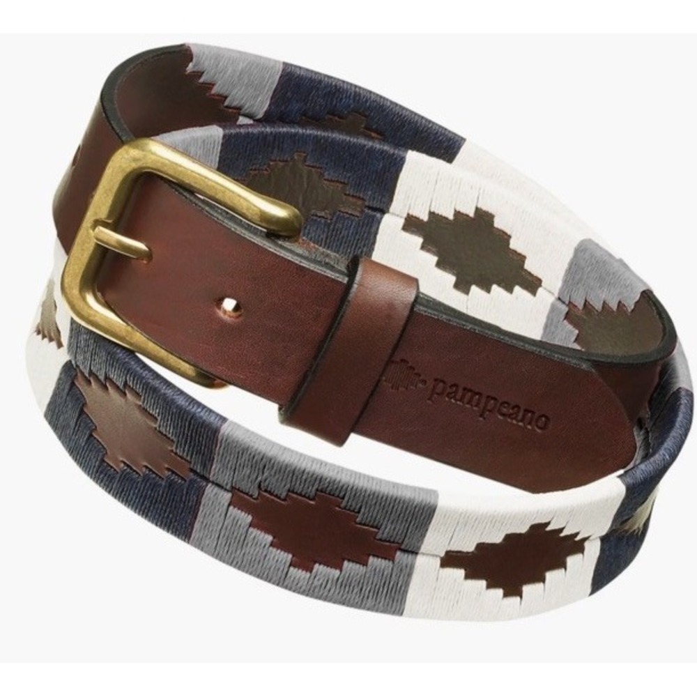 Pampeano Brown & White Patterned Men's Leather Belt